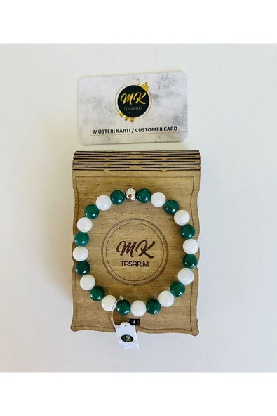 Aytaşı Yeşil Akik Taşı Bileklik Mk.021.008 ürün görseli