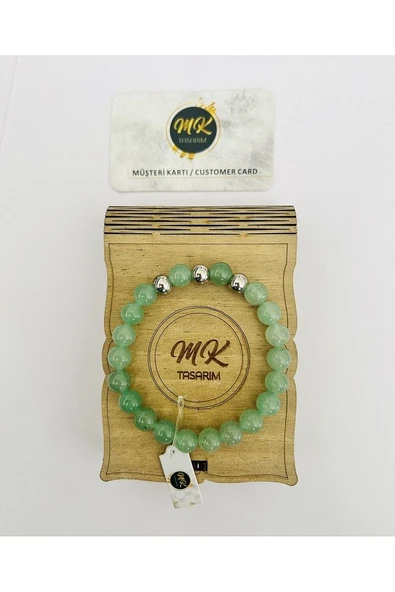 MK TASARIM GERÇEK AVENTURİN TAŞI BİLEKLİK MK.013.008 - Resim 4