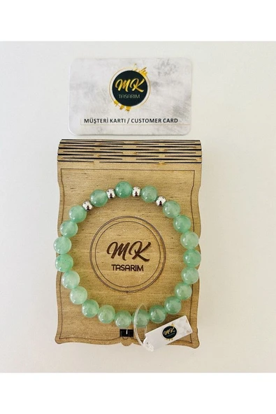 Gerçek Aventurin Taşı Bileklik | Özel Kutusunda | Müşteri Kartlı Mkt0004 - Resim 3
