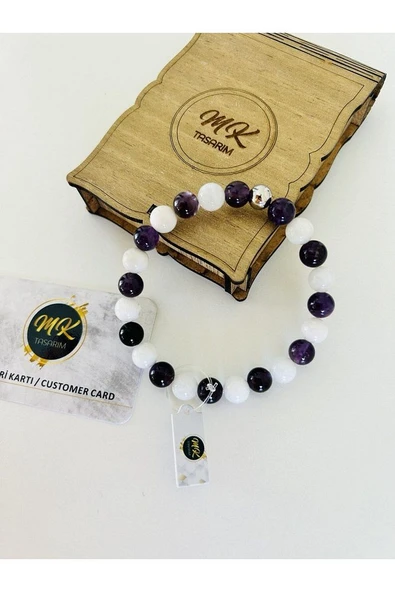 Gerçek Aytaşı Ametist Taşı Bileklik Mk.021.001 - Resim 4