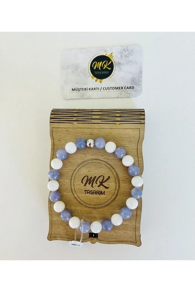 MK TASARIM MOR KUVARS TAŞI BİLEKLİK - Resim 4