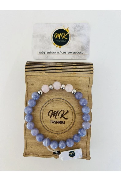 MK TASARIM GERÇEK MOR KUVARS - PEMBE KUVARS TAŞI BİLEKLİK MK.004.002-1 ürün görseli