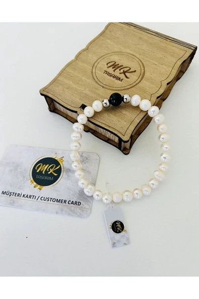 GERÇEK İNCİ - ONİKS TAŞI BİLEKLİK MK.010.004 - Resim 2