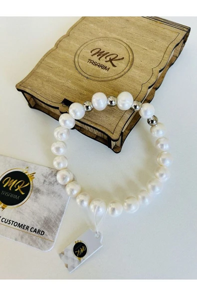 MK TASARIM Gerçek İnci Bileklik | Özel Kutusunda | Müşteri Kartlı MK.019.106 - Resim 4
