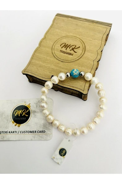 GERÇEK İNCİ - VARASİT TAŞI BİLEKLİK MK.010.005 - Resim 4