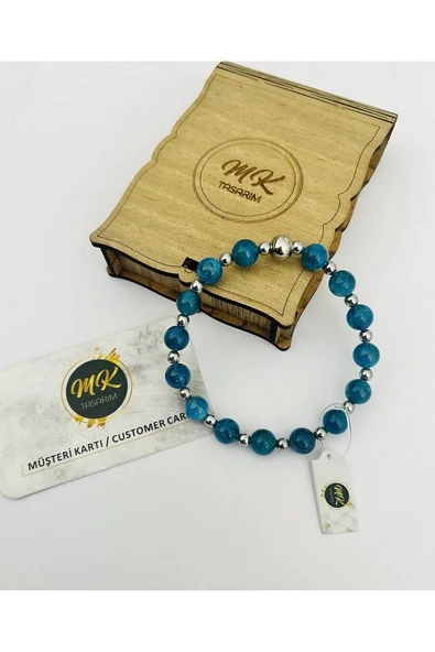 Gerçek Apatit Taşı Bileklik (ARA KÜÇÜK TAŞLAR HEMATİT TAŞIDIR) Mk.020.008 - Resim 6