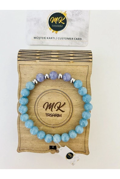 GERÇEK MAVİ - MOR KUVARS TAŞI BİLEKLİK | ÖZEL KUTUSUNDA | MÜŞTERİ KARTLI MK.003.001-1 - Resim 3