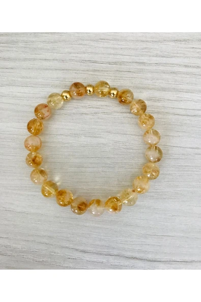 MK TASARIM GERÇEK SİTRİN TAŞI BİLEKLİK - RENKLERİ KENDİ RENGİDİR- BOYA DEĞİLDİR -MKT49006 ürün görseli