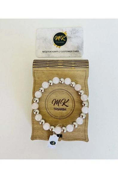 GERÇEK PEMBE KUVARS TAŞI BİLEKLİK | ÖZEL KUTUSUNDA | MÜŞTERİ KARTLI MK.022.005 - Resim 3