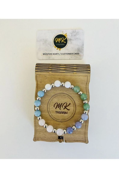 GERÇEK MAVİ-PEMBE- MOR KUVARS-AVENTURİN-AYTAŞI BİLEKLİK MK.023.003 ürün görseli