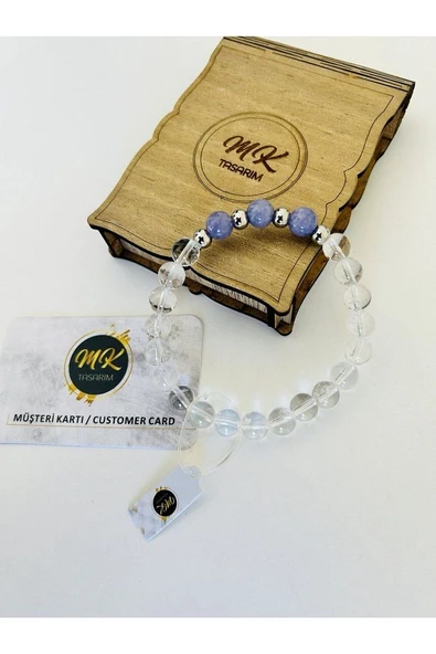 Gerçek Kristal Kuvars - Mor Kuvars Taşı Bileklik MK.003.024 - Resim 4