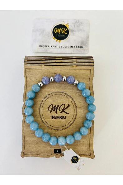 GERÇEK MAVİ - MOR KUVARS TAŞI BİLEKLİK | ÖZEL KUTUSUNDA | MÜŞTERİ KARTLI MK.003.001-1 ürün görseli