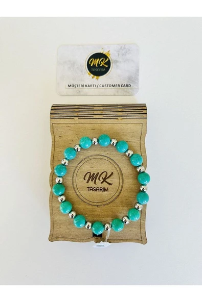 MK TASARIM GERÇEK TURKUAZ TAŞI BİLEKLİK | ÖZEL KUTUSUNDA | MÜŞTERİ KARTLI | MK.016.001 ürün görseli
