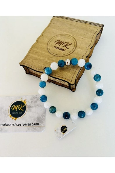 MK TASARIM Gerçek Aytaşı Apatit Taşı Bileklik MK.021.004 ürün görseli