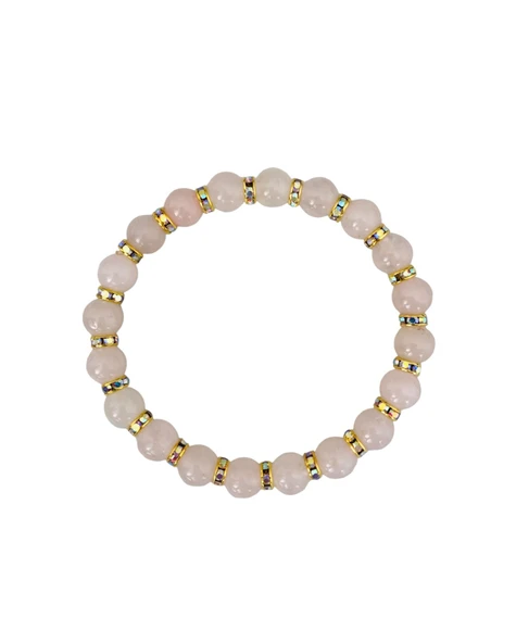 MK TASARIM GERÇEK PEMBE KUVARS TAŞI BİLEKLİK MKT51002 ürün görseli