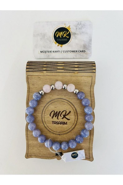 MK TASARIM GERÇEK MOR KUVARS - PEMBE KUVARS TAŞI BİLEKLİK MK.004.002-1 - Resim 3