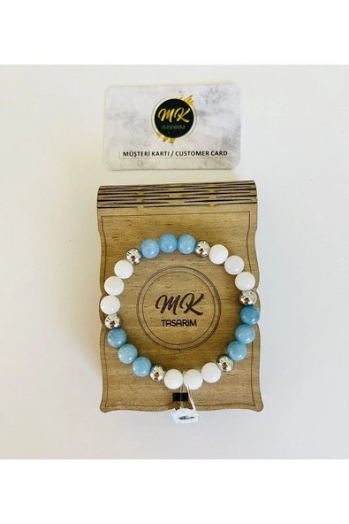 GERÇEK AYTAŞI - MAVİ KUVARS TAŞI BİLEKLİK MK.023.001 ürün görseli