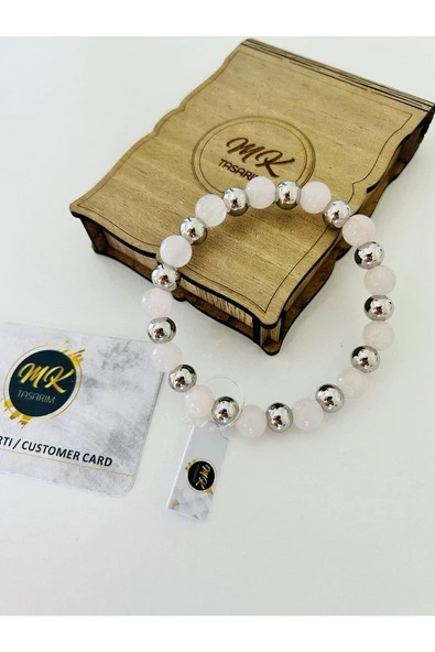 GERÇEK PEMBE KUVARS TAŞI BİLEKLİK | ÖZEL KUTUSUNDA | MÜŞTERİ KARTLI MK.022.005 - Resim 4