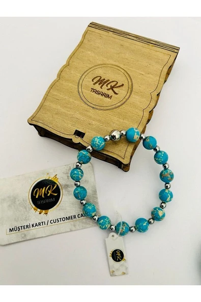 Gerçek Varisit Taşı Bileklik- (ARA MİNİK TAŞLAR GERÇEK HEMATİT TAŞIDIR) Mk.020.021 - Resim 3