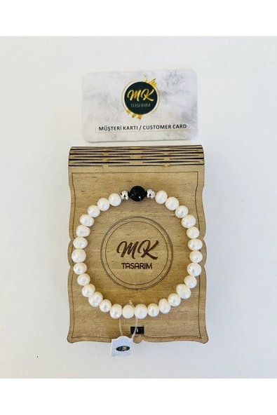 GERÇEK İNCİ - ONİKS TAŞI BİLEKLİK MK.010.004 ürün görseli