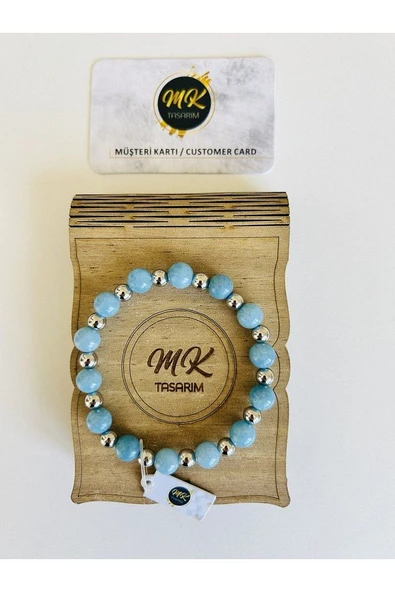 GERÇEK MAVİ KUVARS TAŞI BİLEKLİK | MK.016.006 - Resim 3