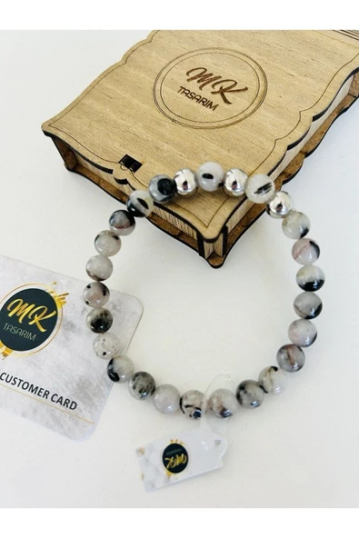 GERÇEK LAPİS RUTİL KUVARS TAŞI BİLEKLİK | ÖZEL KUTUSUNDA - Resim 4