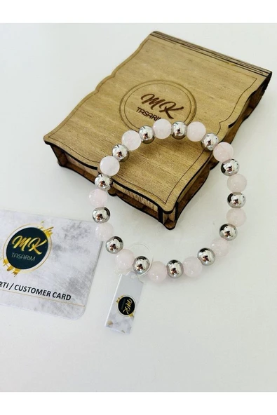 GERÇEK PEMBE KUVARS TAŞI BİLEKLİK | ÖZEL KUTUSUNDA | MÜŞTERİ KARTLI MK.022.005 - Resim 2