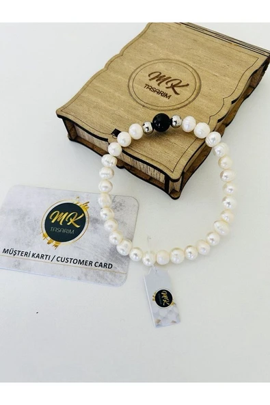 GERÇEK İNCİ - ONİKS TAŞI BİLEKLİK MK.010.004 - Resim 4