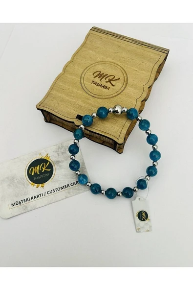 Gerçek Apatit Taşı Bileklik (ARA KÜÇÜK TAŞLAR HEMATİT TAŞIDIR) Mk.020.008 ürün görseli