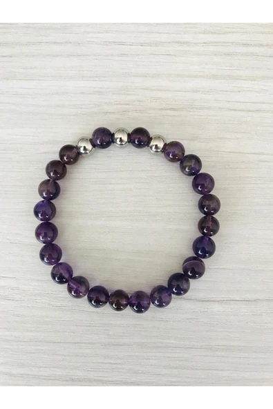 MK TASARIM GERÇEK AMETİST TAŞI BİLEKLİK - RENKLERİ KENDİ RENGİDİR - BOYA DEĞİLDİR MKT50002 - Resim 2