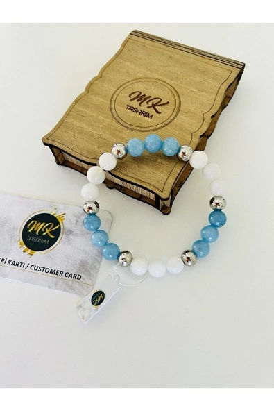 GERÇEK AYTAŞI - MAVİ KUVARS TAŞI BİLEKLİK MK.023.001 - Resim 3