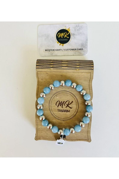 GERÇEK MAVİ KUVARS TAŞI BİLEKLİK | ÖZEL KUTUSUNDA | MÜŞTERİ KARTLI MK.022.001 - Resim 2