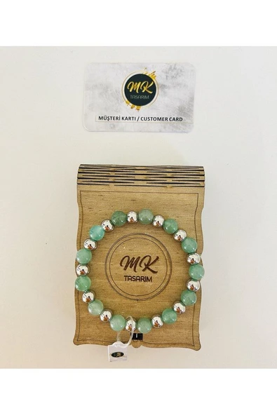 Gerçek Aventurin Taşı Bileklik Özel Kutusunda Müşteri Kartlı mk.022.002 ürün görseli