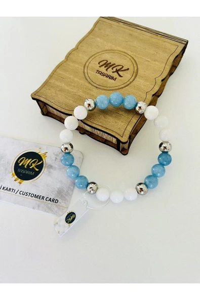 GERÇEK AYTAŞI - MAVİ KUVARS TAŞI BİLEKLİK MK.023.001 - Resim 4