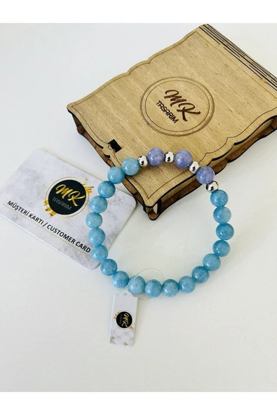 GERÇEK MAVİ - MOR KUVARS TAŞI BİLEKLİK | ÖZEL KUTUSUNDA | MÜŞTERİ KARTLI MK.003.001-1 - Resim 2