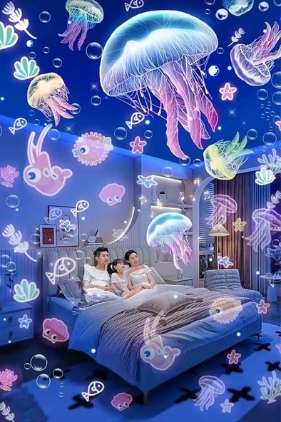 Robot Projeksiyon Gece Lambası Hoparlörlü Şarjlı Yıldızlı Gökyüzü Temalı Led Projeksiyon Lambası - 4