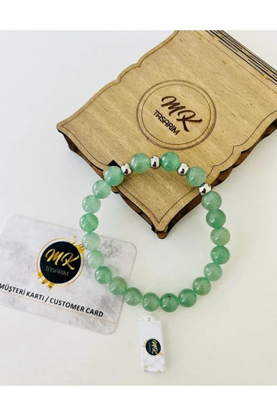 Gerçek Aventurin Taşı Bileklik | Özel Kutusunda | Müşteri Kartlı Mkt0004 - Resim 4