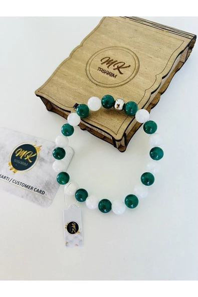 Aytaşı Yeşil Akik Taşı Bileklik Mk.021.008 - Resim 2