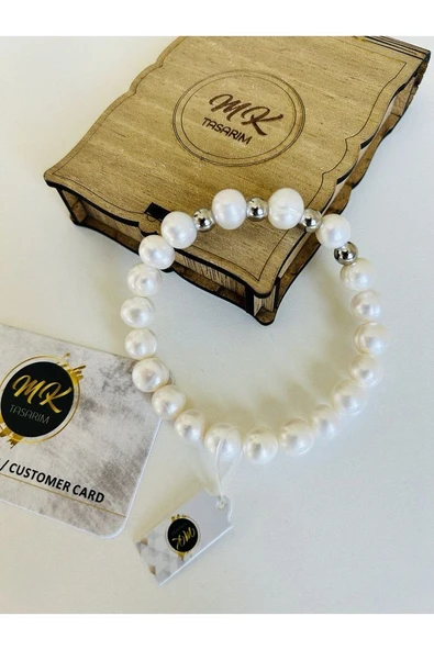 MK TASARIM Gerçek İnci Bileklik | Özel Kutusunda | Müşteri Kartlı MK.019.106 - Resim 3