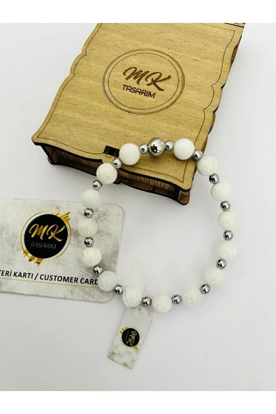 Gerçek Aytaşı Bileklik (ARA KÜÇÜK TAŞLAR HEMATİT TAŞIDIR) Mk.020.019 - Resim 3