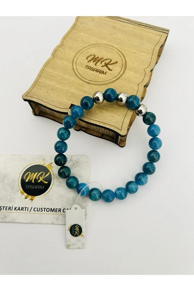 GERÇEK APATİT TAŞI BİLEKLİK | ÖZEL KUTUSUNDA | MÜŞTERİ KARTLI MK.013.009 - 3