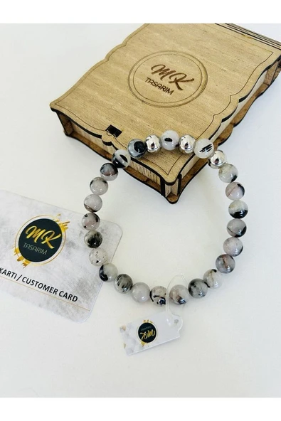 GERÇEK LAPİS RUTİL KUVARS TAŞI BİLEKLİK | ÖZEL KUTUSUNDA - Resim 2