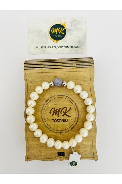 Gerçek İnci -Gerçek Mor Kuvars Taşı Bileklik MK.010.007 ürün görseli