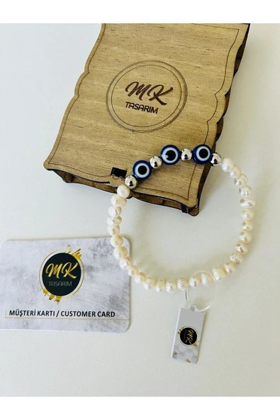 GERÇEK İNCİ NAZAR BONCUĞU BİLEKLİK | ÖZEL KUTUSUNDA | MÜŞTERİ KARTLI MK.002.002 - Resim 2