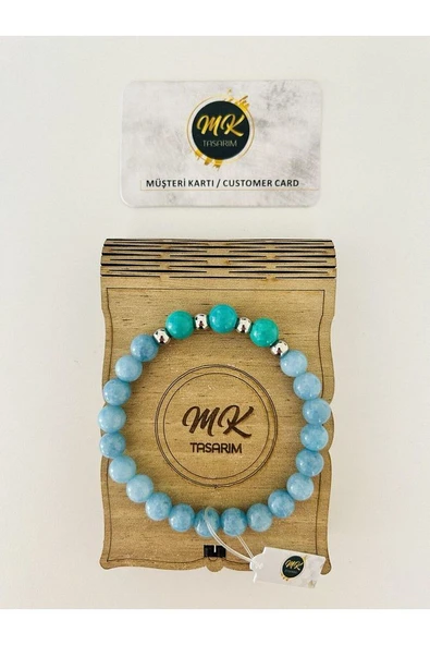 GERÇEK MAVİ KUVARS -TURKUAZ TAŞI BİLEKLİK | ÖZEL KUTUSUNDA | MÜŞTERİ KARTLI MK.003.002-1 ürün görseli