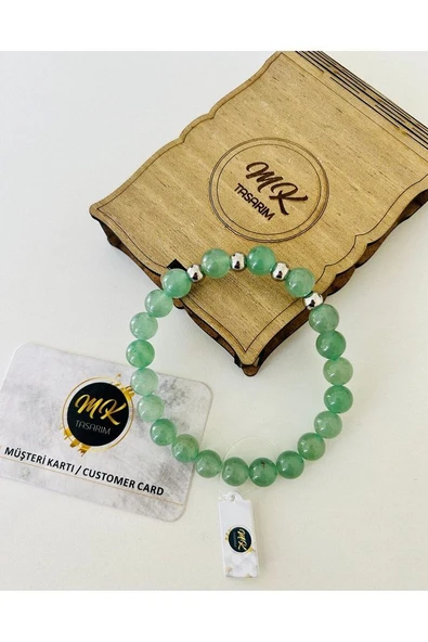 Gerçek Aventurin Taşı Bileklik | Özel Kutusunda | Müşteri Kartlı Mkt0004 - Resim 2