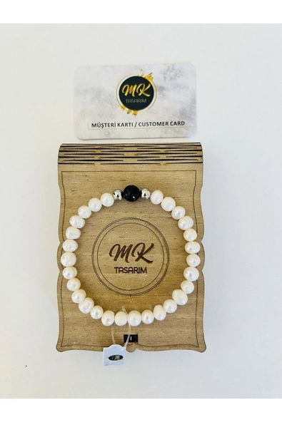 GERÇEK İNCİ - ONİKS TAŞI BİLEKLİK MK.010.004 - Resim 3