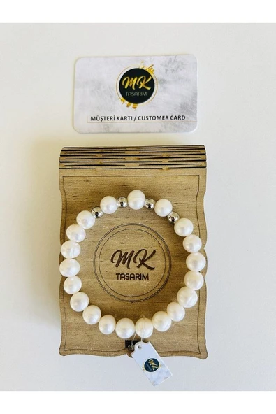 MK TASARIM Gerçek İnci Bileklik | Özel Kutusunda | Müşteri Kartlı MK.019.106 - Resim 2