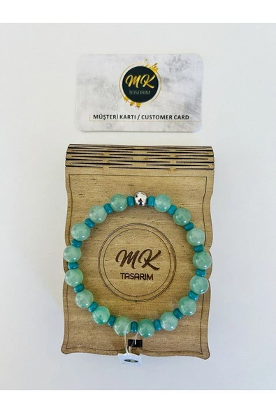 MK TASARIM Gerçek Aventurin - Turkuaz Taşı Bileklik Mk.020.002 ürün görseli