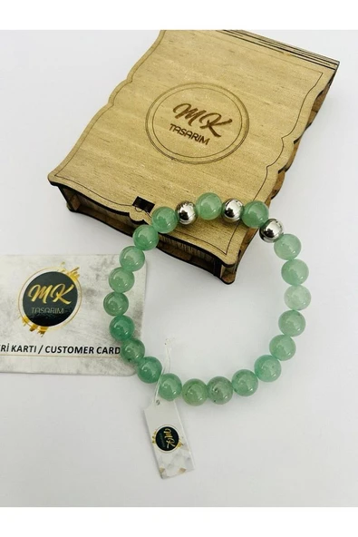 MK TASARIM GERÇEK AVENTURİN TAŞI BİLEKLİK MK.013.008 - Resim 3